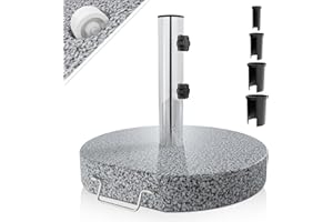 Anaterra® Sonnenschirmständer - Granit, 30 kg, Rund, mit Rollen und Griff, Edelstahl - Schirmständer, Sonnenschirmsockel, Ständer für Sonnenschirm, Balkon, Terasse, Garten, Outdoor