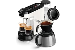 Philips Senseo Switch HD6592/04 Machine à café à dosettes et filtre 2 en 1, technologie d'infusion 2 en 1, réservoir d'eau de 1 litre, 7 tasses en une seule fois, couleur : blanc