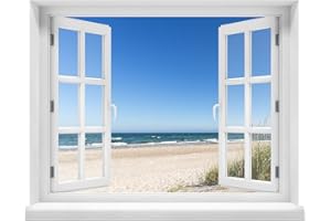 WALLSPIRIT Wandtattoo - Fenster mit Aussicht Ostsee 100 x 78 cm – Wandsticker