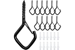 Ticway 12 PCS Q-Hanger Hooks for String Lights, Ceiling Hangers for Plants & Wind Chimes, Christmas Decorations Outdoor Hooks (Square Hanger) Black