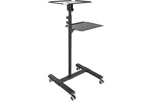 RICOO Projector Stand with Laptop Tray CZ0800 Wheeled and Portable Floor Trolley for Business or Exhibition Fair Castor Brakes Tilting Shelf