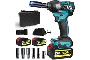 L1NXIXI Schlagschrauber Akku 1000Nm für Makita 18V Batterie 3000RPM mit 2pcs 21V 4,0Ah Akku 1/2 Zoll Bürstenloser mit 6 Schlagbuchsen für Schraube und Mutter Auto LKW Reifen Removal