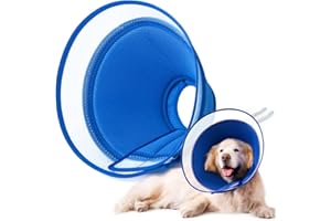 YUNXANIW Dog & Cat Recovery Collars, Soft Elizabethan Cone Collars for SurgeryBreathable Mesh Recovery Collar, Soft Adjustablet Dog Cones and Cat Cones for After Surge (L, BLUE)