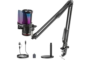 ZealSound microfono USB gaming, microfono condensatore, kit microfono, microfono luce RGB, streaming, guadagno, monitoraggio per streaming, podcast, YouTube, *Phone, iPad, PC, computer, PS, Mac