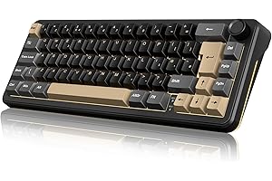 RedThunder K65 60% Wireless Mechanical Gaming Keyboard,Creamy Gasekt-Mounted,Volume Knob,Ultra Compact UK Layout 67 Keys,2.4G/BT/USB-C,RGB Underglow Lighting,Hot swappable Fast Apricot Switch