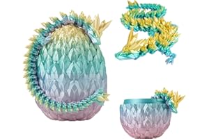 KOALA STUDIO Dragon Articulé & Œuf de Dragon Imprimé en 3D Décoration Univers Fantastique Fidget Toy Jouet Idée Cadeau Unique Décoration d'Intérieur Maison Chambre Salon Enfant (Arc-en-Ciel Brillant)