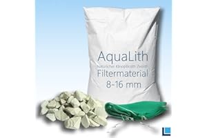AquaLith 25 KG ZEOLITH Filtermaterial 8-16 mm + 2 x Filtersäcke XL 43x60 cm für Koiteiche, Gartenteiche, Zierteiche und Schwimmteiche