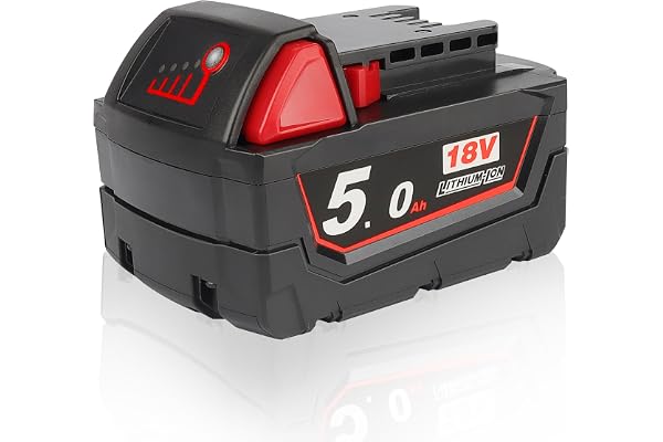 Waitley 18V 5,0Ah batteri för Milwaukee M18 18V-verktyg | Li-ion-batteri på 5,0Ah med LED-indikator, robust hölje och skydd mot överladdning, kortslutning och överhettning