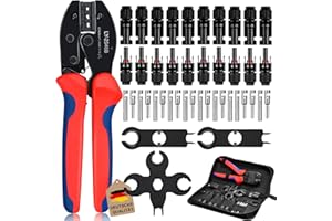 CIHISRENT Kit d'Outils de Sertissage Solaire pour Câble PV de Panneau Solaire 2.5/4/6mm²,1 Pince a Sertir,10 Paire de Connecteur Solaire mâles et femelles,3 Clé,Pince MC4 pour système solaire photovoltaïque