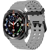 Teknoft Samsung Galaxy Watch Ultra 47mm ile Uyumlu Delikli Model Ocean Loop Yumuşak ve Hafif Silikon Kordon