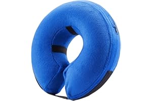 Dinghaole Aufblasbare Halskrause Hund & Halskrause Katze, weiches Nylon-Haustierhalsband, Leckschutz für Hunde, die Sich von Einer Operation oder Wunden erholen (Medium - Blau)