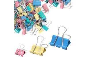 HONONWII 72Pcs Bulldog Clips, 15mm 19mm 25mm Assorted Size Paper Clips, Colored Metal Foldback Clips, File Money Papper Stationary Clamps for Office School Home Kitchen Shops
