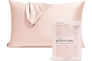Kitsch Satin Pillowcase with Zipper for Hair & Skin, Softer Than Silk Pillow Cases Queen, Smooth Pillow Covers, Machine Washable, Wrinkle-Free, Cooling Satin Pillow Cases Standard Size 19"x26", Blush.