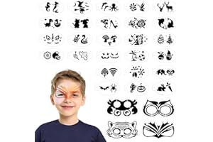 SRIZIAN 30 Pezzi Stencil Facciale Truccabimbi, Stencil Tattoo per Truccabimbi Stencil, Stencil Tatuaggi Temporanei per Halloween, Festival, Mascherata