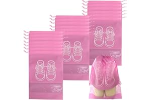 WOOKIT 10PCS 20PCS Sac à Chaussures de Voyage, Ensemble de Sacs à Chaussures en Molleton imperméable et Anti-poussière, avec fenêtre Transparente et Cordon de Serrage (17x12)
