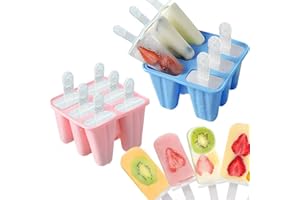 Kaishuai 2 Pezzi Stampi per Gelato,12 Cavità Stampi per Ghiaccioli con Stecco,Set Stampini Gelato DIY per Stecco al Cioccolato,Gelati,Sorbetti,Sorbetti, Budino,Silicone,Stampini per gelato