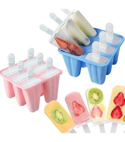 Fyfjur 5 Pièces Moule à Glace Silicone Premium - Bâtonnets Réutilisables Sans BPA, Démoulage Ultra Facile Avec Poignée, Idéal Pour Crèmes Glacées Maison