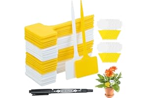 HYWEAN HOMD 60 Piezas Etiquetas para Plantas de Plastico, Impermeables Etiquetas Plantas ai Aire Libre, Con Trampas para Insectos de Doble Cara, Marcadores de Plantas para Jardín, Flores, Plantas