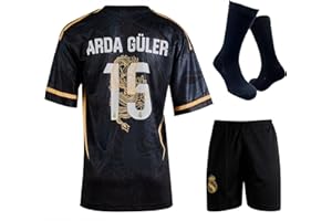 Gokaynex Arda Guler R.Madrid #15 smok retro limitowana edycja trykotu dla dzieci i spodenek, koszulka sportowa, koszulka treningowa, dziecięca koszulka z krótkimi fanami piłki nożnej (4-13 lat)