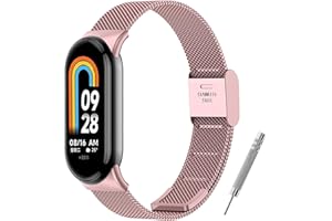 BANGTING Bracelets Acier Compatible avec Xiaomi Mi Band 10/9/8, Bracelet Metal de Remplacement pour Mi Band 10/9/8