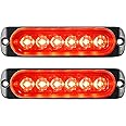 Willpower 2pcs 4.3 Inch LED Strobe Warning Lights, Red 6 LED Safety Emergency Flashing Light Construction Hazard Beacon LED Light Bar for Car Truck Van Off Road Vehicle Boat Surface Mount