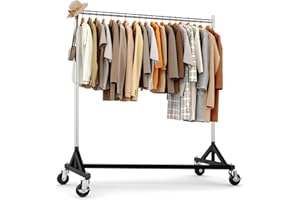 HOKEEPER Kommerzieller Kleiderständer mit Z-Ständer, Tragkraft 182 kg, robuster Kleiderstange auf Rollen, verstellbarer Garderobenständer zum Aufhängen