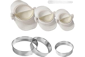 DUBUOZA Molde empanadillas set,3 Prensa para Empanadillas+3 Cortador de Masa Redondo +1 Cuchara de llenado de acero inoxidable，Diseñado para hacer albóndigas y raviolis, es un gran complemento para la cocina