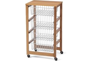 Arredamenti Italia AR_IT-515 GINGERONE wózek kuchenny do serwowania wózka z planem i półkami metal, wykończenie drewna wiśniowego.