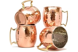 OSNICA Bicchiere per acqua in rame, 4 pezzi, per la guarigione del prodotto ayurvedico Moscow Mule, capacità 350 ml (stile 10)