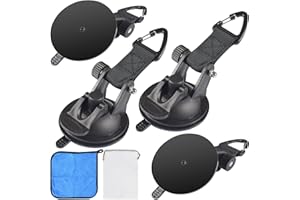 ZEYOU 4 Pcs Heavy Duty Suction Cup Anchor, Suction Cups with 360° Rotating Hook, Tie Downs with Securing Hook for Home Outdoor Camping Car Van Truck Awning