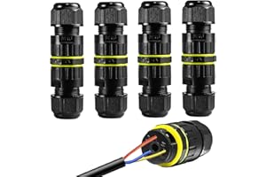 FEMBW Connettore Per Cavi Impermeabile IP68 3 Poli, Scatola di Giunzione Esterna Impermeabile per Cavi di Diametro Ø3,55-10 mm (4 Pezzi)