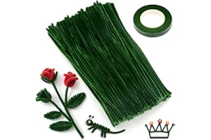 XRXYMQ 200 Cure Fil Chenille Pipe Cleaners Vert Foncé Cure-pipe 6mmx300mm Cure Pipe Chenille Couleurs Assorties pour Loisirs Creatifs Fils Chenilles Loisirs Creatifs pour DIY Décoration Fleurs