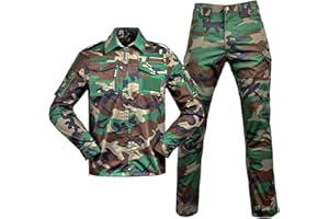 DARRINGLS Combinaison de camouflage pour homme - Pantalon tactique - Manches longues - Avec fermeture éclair 1/4 - Pour activités de plein air - Camouflage - Vêtement de chasse - Uniforme tactique BDU