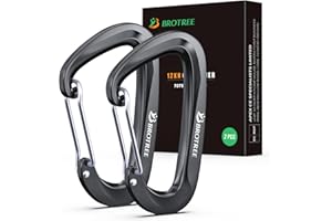 Brotree Mousqueton Verrouillage Aluminium 12KN (1200 kg) Charge Lourde Mousqueton Tactique Vis pour Hamac, Camping, Randonnée, Extérieur - 8cm Forme D - Paquet de 2 ou 4