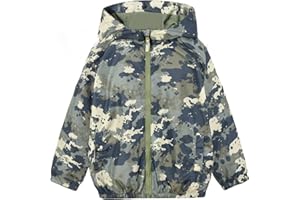JOYSON Kid Boys Rain Jacket Outdoor Waterproof Jacket Lightweight Windbreaker Breathable Raincoat with Hood Mesh Lining
