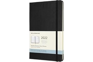 Moleskine, Agenda Mensile 2022, Planner Mensile 12 Mesi, Monthly Notebook con Copertina Rigida, Formato Large 13 x 21 cm, Colore Nero, 128 Pagine