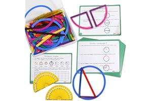 EDX EDUCATION edxeducation GeoStix Deluxe Set | Teach Geometry | 100 Construction Sticks, 2 Protractors, Activity Cards | Manipulative for Math, Art and Fine Motor Skills