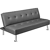 Yaheetech Divano Letto Reclinabile con Seduta Imbottita in Ecopelle Convertibile in Letto 105° - 180° Mobile Regolabile da So