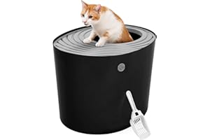 Iris Ohyama Arenero Gato Cubierto con Pala, hasta 7kg, Negro/Gris, Caixa de areia para Gatos, Caja, para Gatos Grandes y pequeños, Cerrado, Cagadero, WC, Libre de BPA, Cat Litter Box, PUNT-530