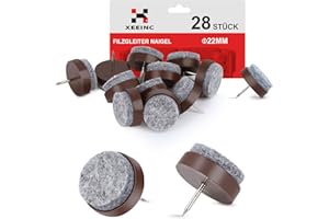 XEEINC Filzgleiter für Stühle 28 Stück - Ø 22mm Filzgleiter Nagel Stuhl Filzgleiter mit 5mm Dicke, Einfache Installation, Möbelgleiter Filz Stuhlgleiter für Möbel