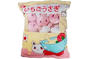 MUZIRI KINOKOO Snack Cuscino in Peluche per Coniglietti - Snack Pocket Coniglietti Peluche Cuscino - Soft Peluche Cuscino Imbottito Bambola Cuscino - Pudding Peluche Coperta - Rosa