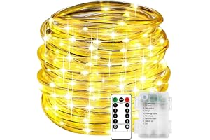 KINGCOO LED Rope Fairy Lights, Battery Operated Tube String Lights with Remote Control Timer 8Modes for Trampoline Camping Te