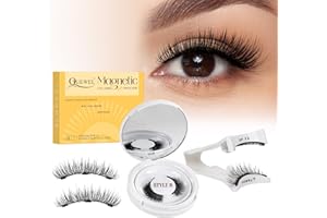 QUEWEL Pestañas Postizas Magneticas de larga duración, Pestañas Magneticas riutilizzabili con applicatore, Aspecto de Pestañas Magneticas Naturales, No requiere pegamento, fácil de colocar (1-B Paare)