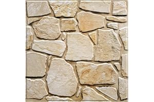 COMSTICKC Paneles de Pared 3D Autoadhesivo de Piedra, 10 Piezas 30 x 30 cm, 3D Piedra Papel Pintado, PVC Decorativo Panel de Pared de Ladrillo Adhesivos para Salón Oficina Cocina, Impermeables
