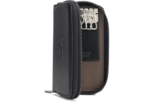 MAURO PELLETTERIA Portachiavi Pelle Tascabile, Chiusura con Cerniera e Sei Ganci porta chiavi, Portachiavi Uomo e Portachiavi Donna, Vera Pelle Made in Italy