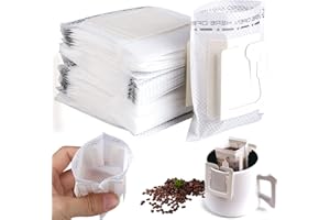 NIZIRIOO Filtr do kawy, wiszące torebki na kawę, 100 sztuk, z wiszącymi uszami, torebki filtrujące, do większości filiżanek, przenośny papier do kawy, na kemping, podróż, do domu, biura