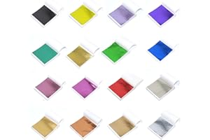 AUPAWDY 320 Pezzi Fogli di Foglia Oro,Multicolore Foglia D'oro, Imitazione Foglia D'oro Ideali per Doratura,Ideale per la produzione di artigianato, creazione artistica e decorazione, ecc.