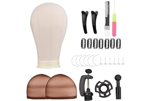 Cabeza de peluca de 23 pulgadas, juego de cabeza de peluca de corcho Bestauty para hacer pelucas, cabeza de maniquí de entrenamiento de peluquería con pines en T