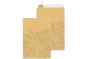 PACKLI Versandtaschen C4 Haftklebend Muster | große Briefumschläge 110g / m² ohne Fenster für A4 | Maxibrief Großbrief Kuvert Umschläge Envelope | Versandtaschen Warensendung (Lotus Blume, 25)