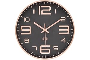 VINILITE Zegar radiowy, nowoczesny zegar ścienny, bez odgłosów tykania, kwarcowy, bezgłośny, dekoracja do salonu, sypialni, kuchni, biura